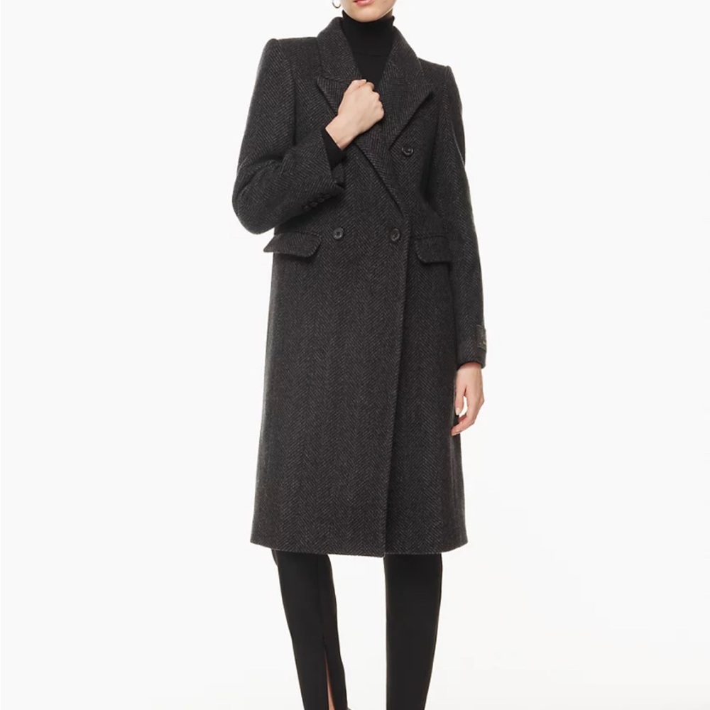 ARITZIA BABATON Constant Wool Coat in Herringbone Black/Grey